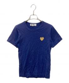 PLAY COMME des GARCONS（プレイコムデギャルソン）の古着「ゴールド・ハートワッペンTシャツ」｜ネイビー