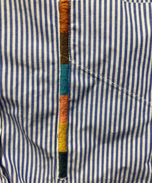 PAUL SMITH（ポールスミス）Paul Smith (ポールスミス) アーティストストライプエンブロイダリーシャツ / ARTIST STRIPE EMBROIDERY SHIRT ブルー×ホワイト サイズ:Lの古着・服飾アイテム