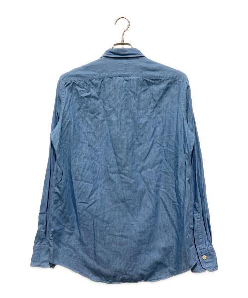 PAUL SMITH（ポールスミス）Paul Smith (ポールスミス) ストライプ刺繍シャンブレー長袖シャツ ブルー サイズ:Lの古着・服飾アイテム