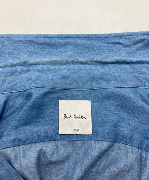 PAUL SMITH（ポールスミス）Paul Smith (ポールスミス) ストライプ刺繍シャンブレー長袖シャツ ブルー サイズ:Lの古着・服飾アイテム