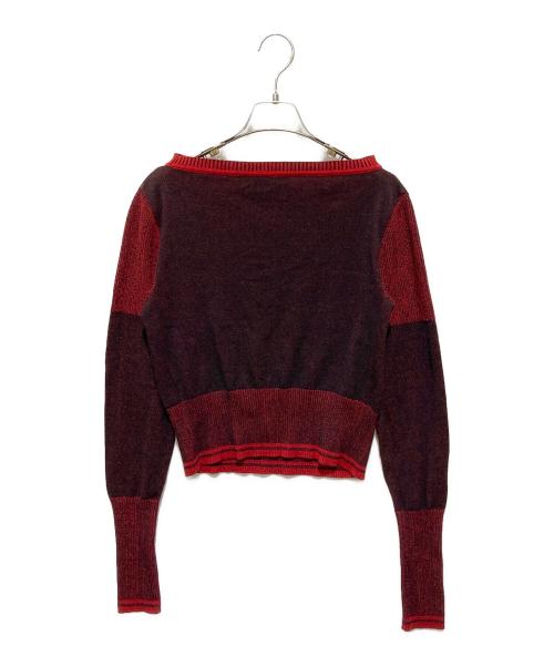 Vivienne Westwood RED LABEL（ヴィヴィアンウエストウッドレッドレーベル）Vivienne Westwood RED LABEL (ヴィヴィアンウエストウッドレッドレーベル) オーブ 刺繍 ビッグ ハート リブ ニット レッド サイズ:00の古着・服飾アイテム