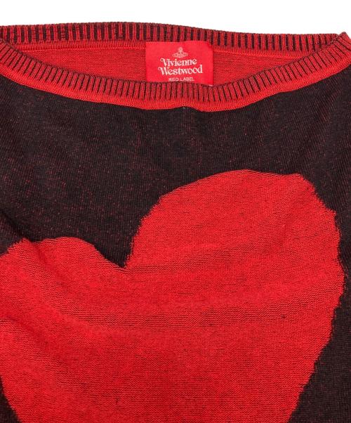 Vivienne Westwood RED LABEL（ヴィヴィアンウエストウッドレッドレーベル）Vivienne Westwood RED LABEL (ヴィヴィアンウエストウッドレッドレーベル) オーブ 刺繍 ビッグ ハート リブ ニット レッド サイズ:00の古着・服飾アイテム