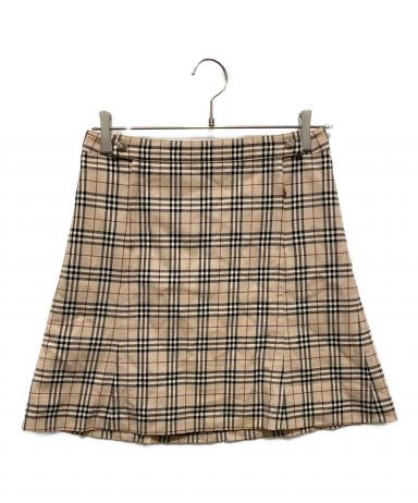 バーバリーブルーレーベル ハニーベージュ ノバチェック プリーツミニスカート 中古・古着通販】BURBERRY BLUE LABEL (バーバリー ブルー レーベル