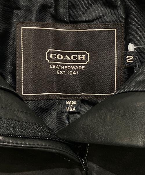 COACH（コーチ）COACH (コーチ) ラムレザーフレアパンツ ブラック サイズ:2の古着・服飾アイテム