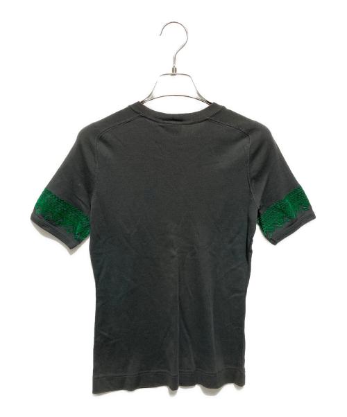 DRIES VAN NOTEN（ドリスヴァンノッテン）DRIES VAN NOTEN (ドリスヴァンノッテン) ライカ期袖ベロアデザインカットソー グレー サイズ:Sの古着・服飾アイテム