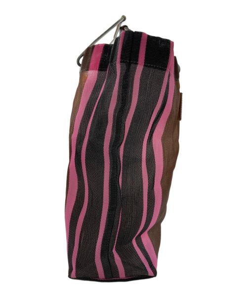 MARNI（マルニ）MARNI (マルニ) フラワーカフェストライプトートバッグ ブラック×オレンジの古着・服飾アイテム