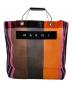 MARNI（マルニ）の古着「フラワーカフェストライプトートバッグ」｜ブラック×オレンジ