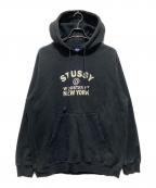 stussyステューシー）の古着「90sオールド@WOOSTER STプリントパーカー」｜ブラック