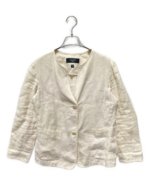 WEEKEND Max Mara（ウィークエンド マックスマーラ）Weekend Max Mara (ウィークエンド マックスマーラ) リネンノーカラージャケット アイボリー サイズ:38の古着・服飾アイテム