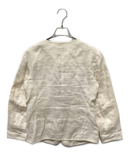 WEEKEND Max Mara（ウィークエンド マックスマーラ）Weekend Max Mara (ウィークエンド マックスマーラ) リネンノーカラージャケット アイボリー サイズ:38の古着・服飾アイテム
