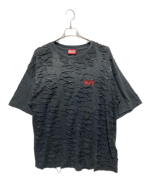 DIESEL（ディーゼル）DIESEL (ディーゼル) T-BOXT-R29 デストロイ加工 半袖Tシャツ ブラック サイズ:Lの古着・服飾アイテム