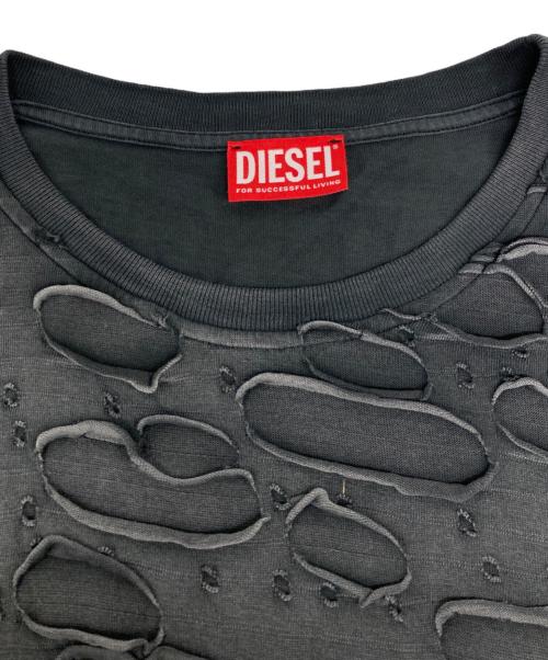 DIESEL（ディーゼル）DIESEL (ディーゼル) T-BOXT-R29 デストロイ加工 半袖Tシャツ ブラック サイズ:Lの古着・服飾アイテム