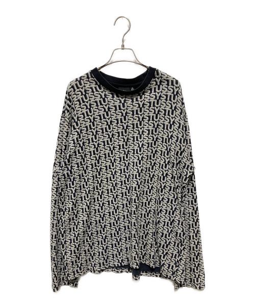 stussy（ステューシー）stussy (ステューシー) Letter Stripe L/S Crew ブラック サイズ:Mの古着・服飾アイテム