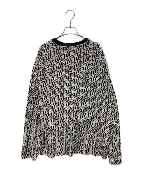 stussy（ステューシー）stussy (ステューシー) Letter Stripe L/S Crew ブラック サイズ:Mの古着・服飾アイテム