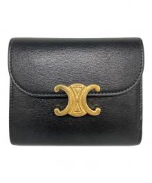 CELINE（セリーヌ）の古着「スモール フラップウォレット トリオンフ」｜ブラック