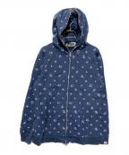 A BATHING APEアベイシングエイプ）の古着「00s刺繍星柄ダブルジップパーカー」｜ネイビー