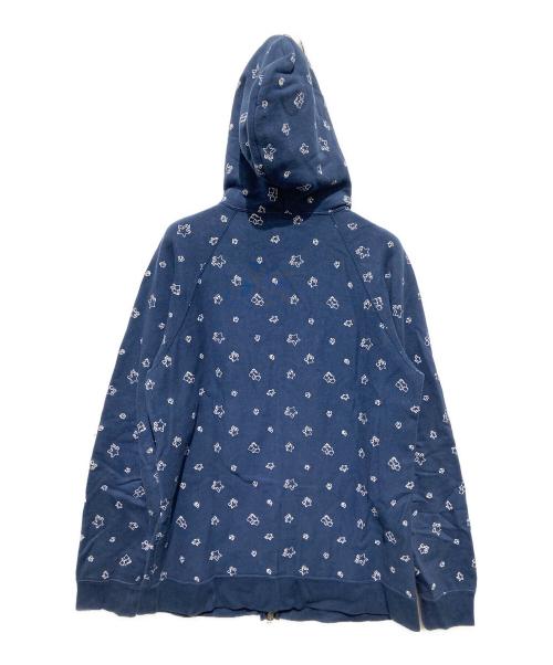 A BATHING APE（アベイシングエイプ）A BATHING APE (アベイシングエイプ) 00s刺繍星柄ダブルジップパーカー ネイビー サイズ:Lの古着・服飾アイテム
