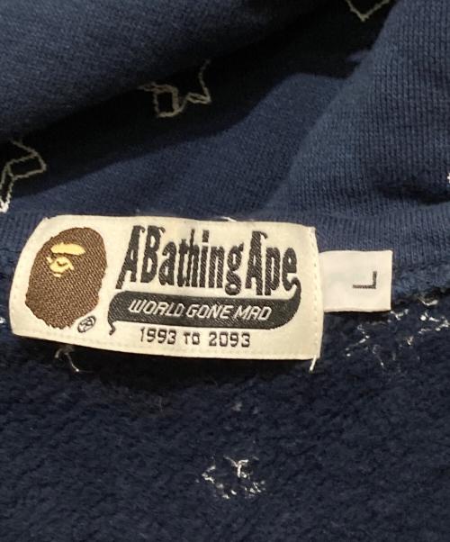 A BATHING APE（アベイシングエイプ）A BATHING APE (アベイシングエイプ) 00s刺繍星柄ダブルジップパーカー ネイビー サイズ:Lの古着・服飾アイテム