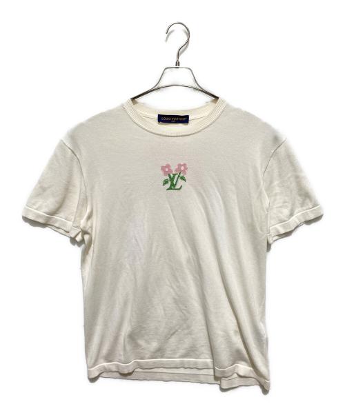 LOUIS VUITTON（ルイ ヴィトン）LOUIS VUITTON (ルイ ヴィトン) Tyler The Creator (タイラーザクリエイター) フラワーロゴ クルーネック半袖ニットTシャツ ホワイト サイズ:Mの古着・服飾アイテム