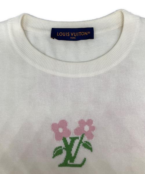 LOUIS VUITTON（ルイ ヴィトン）LOUIS VUITTON (ルイ ヴィトン) Tyler The Creator (タイラーザクリエイター) フラワーロゴ クルーネック半袖ニットTシャツ ホワイト サイズ:Mの古着・服飾アイテム