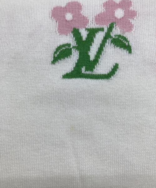 LOUIS VUITTON（ルイ ヴィトン）LOUIS VUITTON (ルイ ヴィトン) Tyler The Creator (タイラーザクリエイター) フラワーロゴ クルーネック半袖ニットTシャツ ホワイト サイズ:Mの古着・服飾アイテム