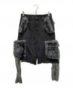 GRANCYグランシー）の古着「FurPocket Design Half Denim Cargo Pants」｜ブラック