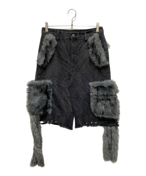 GRANCY（グランシー）GRANCY (グランシー) FurPocket Design Half Denim Cargo Pants ブラック サイズ:Mの古着・服飾アイテム