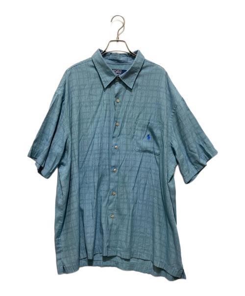 POLO RALPH LAUREN（ポロ・ラルフローレン）POLO RALPH LAUREN (ポロ・ラルフローレン) ポケットポニー刺繍半袖チェックシャツ ブルー サイズ:XXLの古着・服飾アイテム