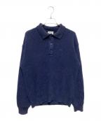 LACOSTEラコステ）の古着「ワニワッペンワッフルニットポロセーター」｜ネイビー