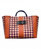 MARNIマルニ）の古着「マーケットピクニックバッグ」｜オレンジ×ブルー