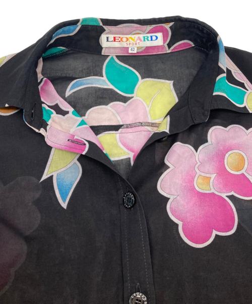 LEONARD SPORT（レオナール スポーツ）LEONARD SPORT (レオナール スポーツ) フラワープリントシアーシャツ ブラック サイズ:42の古着・服飾アイテム