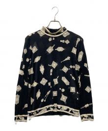 LEONARD FASHION（レオナールファッション）の古着「ハイネック宝石柄カットソー」｜ブラック