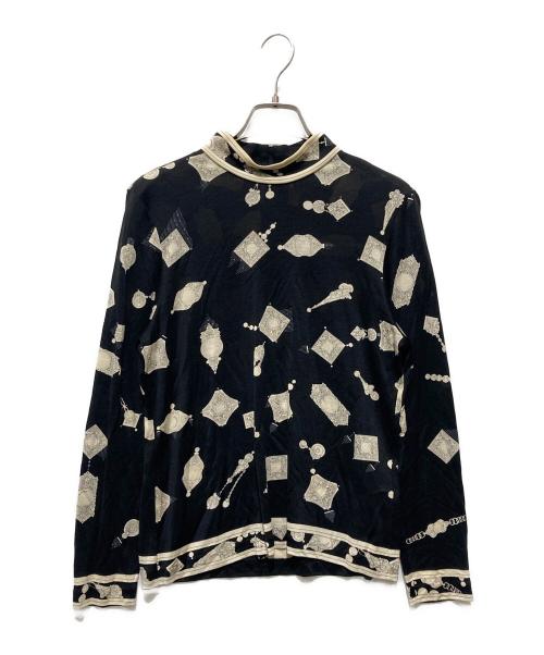 LEONARD FASHION（レオナールファッション）LEONARD FASHION (レオナールファッション) ハイネック宝石柄カットソー ブラック サイズ:Lの古着・服飾アイテム