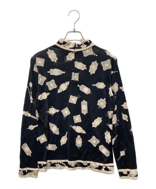 LEONARD FASHION（レオナールファッション）LEONARD FASHION (レオナールファッション) ハイネック宝石柄カットソー ブラック サイズ:Lの古着・服飾アイテム