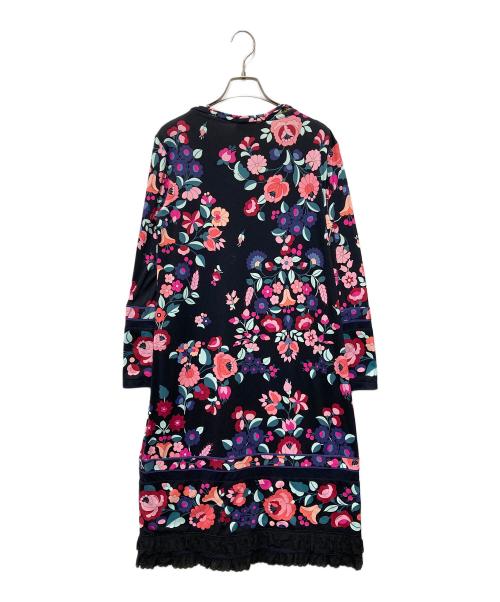LEONARD PARIS（レオナール パリ）LEONARD PARIS (レオナール パリ) 総柄ワンピース ブラック×ピンク サイズ:42の古着・服飾アイテム