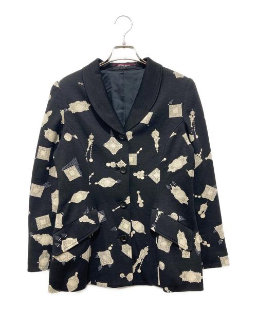 LEONARD FASHION（レオナールファッション）LEONARD FASHION (レオナールファッション) 宝石トリム柄ウールジャケット ブラック サイズ:94Rの古着・服飾アイテム