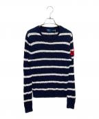 POLO RALPH LAURENポロ・ラルフローレン）の古着「マリン ケーブルニット」｜ホワイト×ネイビー
