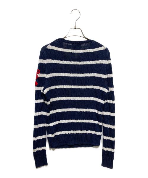 POLO RALPH LAUREN（ポロ・ラルフローレン）POLO RALPH LAUREN (ポロ・ラルフローレン) マリン ケーブルニット ホワイト×ネイビー サイズ:Lの古着・服飾アイテム