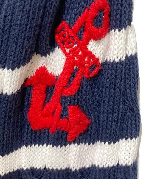 POLO RALPH LAUREN（ポロ・ラルフローレン）POLO RALPH LAUREN (ポロ・ラルフローレン) マリン ケーブルニット ホワイト×ネイビー サイズ:Lの古着・服飾アイテム