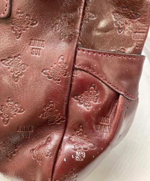 ANNA SUI（アナスイ）ANNA SUI (アナスイ) バタフライロゴ型押しトートバッグ パープルの古着・服飾アイテム