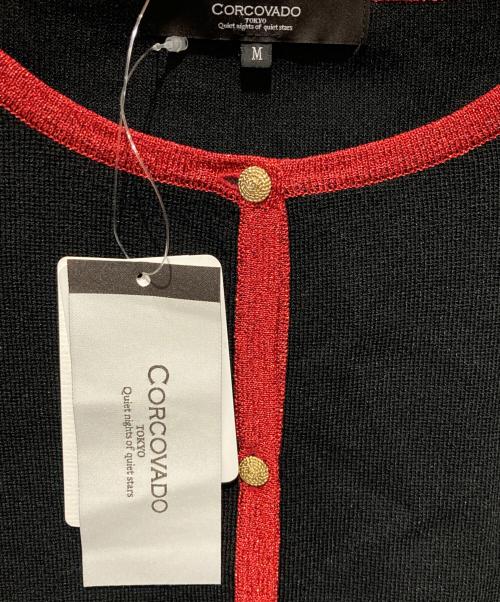 CORCOVADO（コルコバード）CORCOVADO (コルコバード) ラメライン丸首カーディガン ブラック サイズ:38 未使用品の古着・服飾アイテム