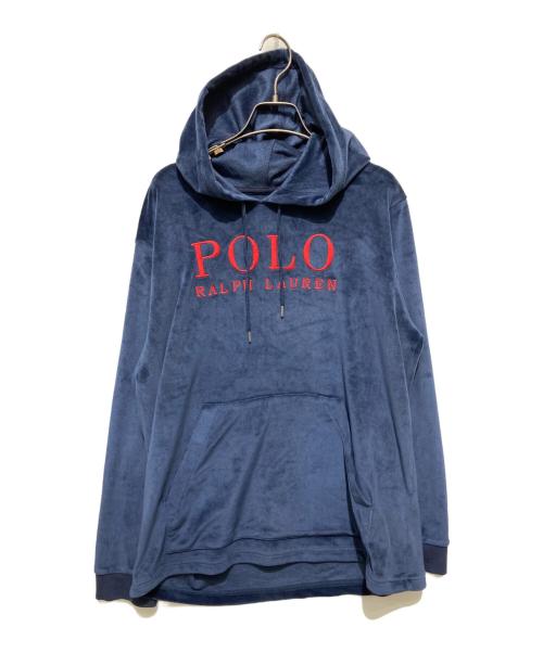 POLO RALPH LAUREN（ポロ・ラルフローレン）POLO RALPH LAUREN (ポロ・ラルフローレン) ベロアロゴ刺繍スリープウェアセットアップ ブルー サイズ:Ｍの古着・服飾アイテム