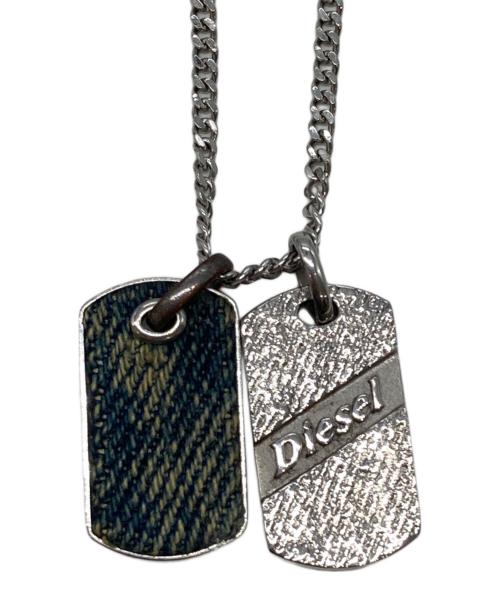 DIESEL（ディーゼル）DIESEL (ディーゼル) デニム×スティールタグネックレス シルバー×インディゴの古着・服飾アイテム