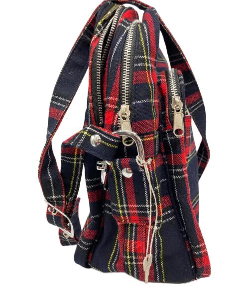 COMME des GARCONS（コムデギャルソン）COMME des GARCONS (コムデギャルソン) タータンチェックショルダーバッグ レッド×ネイビーの古着・服飾アイテム
