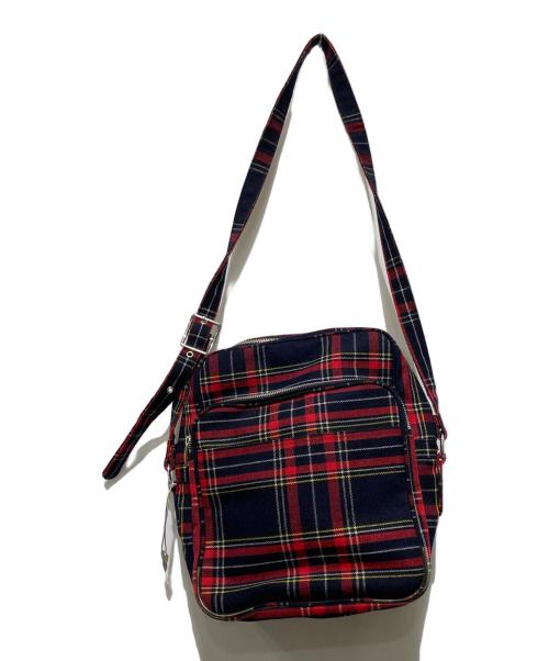 COMME des GARCONS（コムデギャルソン）COMME des GARCONS (コムデギャルソン) タータンチェックショルダーバッグ レッド×ネイビーの古着・服飾アイテム