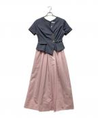 HER LIP TOハーリップトゥ）の古着「Asymmetrical Belted Docking Dress / アシメトリカルベルテッドドッキングワンピース」｜グレー