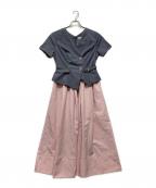 HER LIP TOハーリップトゥ）の古着「Asymmetrical Belted Docking Dress / アシメトリカルベルテッドドッキングワンピース」｜グレー