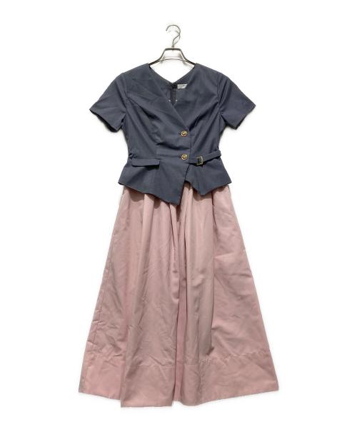 HER LIP TO（ハーリップトゥ）Her lip to (ハーリップトゥ) Asymmetrical Belted Docking Dress / アシメトリカルベルテッドドッキングワンピース グレー サイズ:Ｓの古着・服飾アイテム