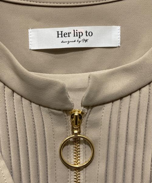 HER LIP TO（ハーリップトゥ）Her lip to (ハーリップトゥ) Nora Front Zip Dress / ワンピース ベージュ サイズ:Mの古着・服飾アイテム