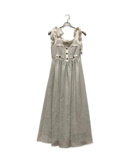 HER LIP TO（ハーリップトゥ）Her lip to (ハーリップトゥ) Verona Tweed Long Dress / ツイードロングドレス ベージュ サイズ:Mの古着・服飾アイテム